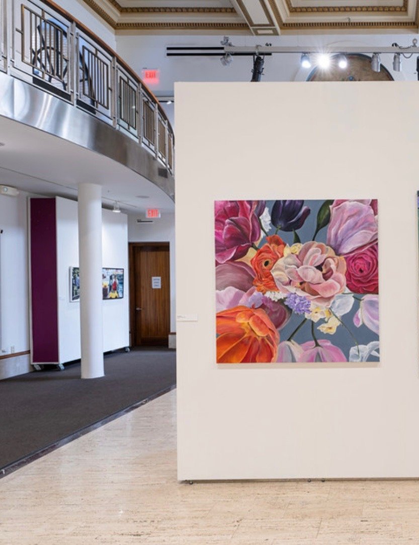 Karen Simon painting on view at a gallery exhibition