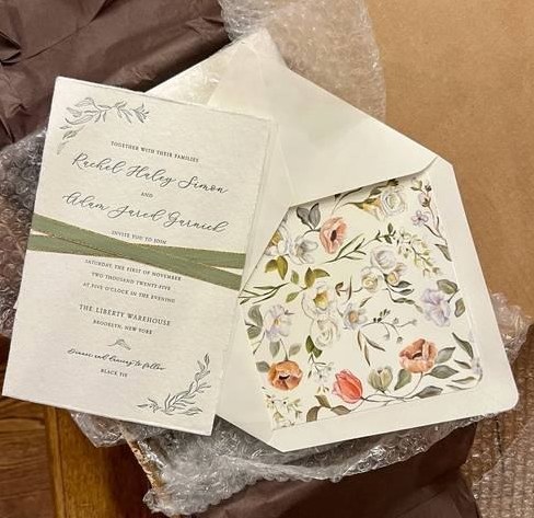 Hand-painted floral wedding invitation suite